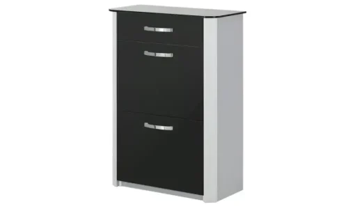 Schuhschrank Juno | Schwarz, Aluminiumgrau, 71 cm