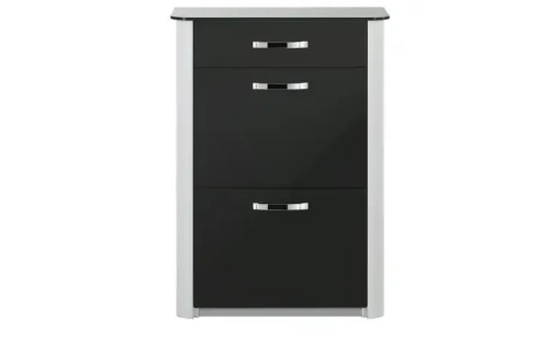 Schuhschrank Juno | Schwarz, Aluminiumgrau, 71 cm