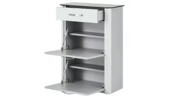 Schuhschrank Juno | Weiß, Aluminiumgrau, 71 cm