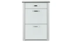 Schuhschrank Juno | Weiß, Aluminiumgrau, 71 cm