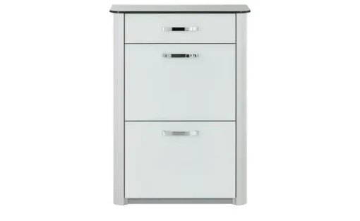 Schuhschrank Juno | Weiß, Aluminiumgrau, 71 cm