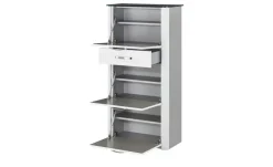 Schuhschrank Juno | Weiß, Hochglanz, Aluminiumgrau