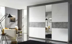 Schwebetürenschrank Kirton | Weiß, Steingrau | Höffner