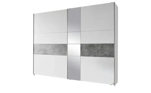 Schwebetürenschrank Kirton | Weiß, Steingrau | Höffner