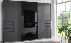 Schwebetürenschrank Shawbury | Graphit, Schwarz