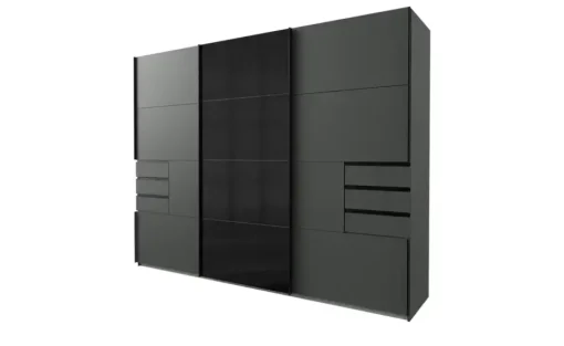 Schwebetürenschrank Shawbury | Graphit, Schwarz