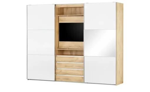 Schwebetürenschrank, 2-türig Maidstone | Weiß, Eiche (Nachbildung)