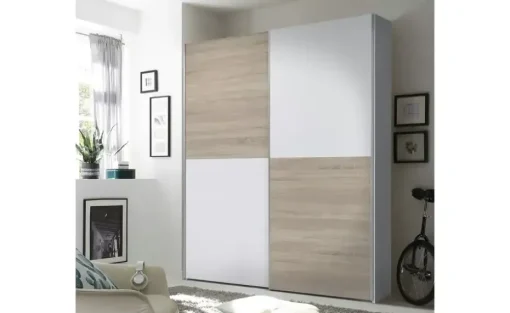 Schwebetürenschrank, 2-türig Tipton | 170 cm, Schachbrett sägerau