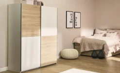 Schwebetürenschrank, 2-türig Tipton | 170 cm, Schachbrett sägerau