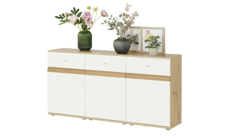 Sideboard Binz | Weiß, Eiche (Nachbildung), 135 cm