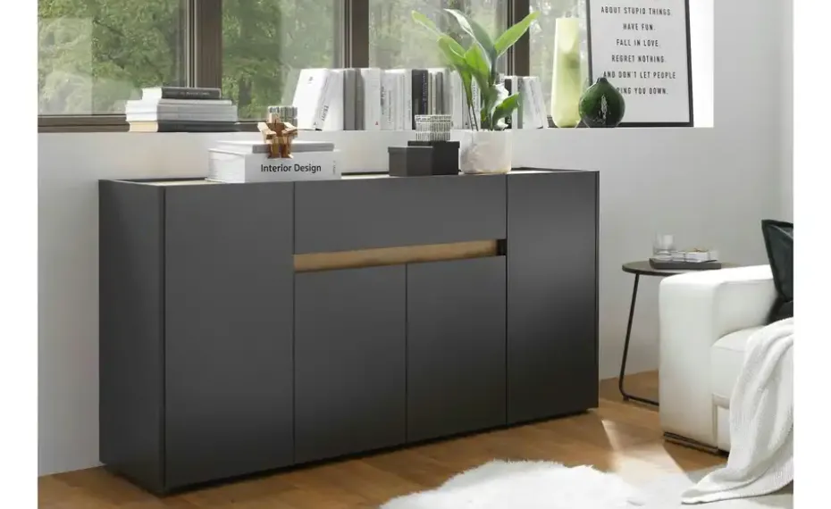 Sideboard Cande | Anthrazit, Eiche (Nachbildung), 170 cm