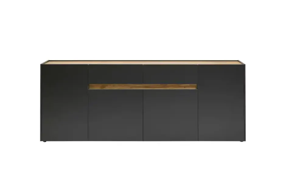 Sideboard Cande | Anthrazit, Eiche (Nachbildung), 220 cm