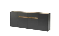 Sideboard Cande | Anthrazit, Eiche (Nachbildung), 220 cm