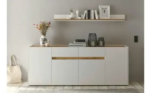Sideboard  Cande | Weiß, Eiche (Nachbildung), 220 cm