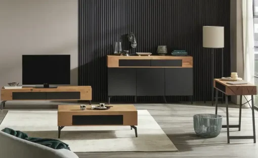 Sideboard Enego | Schwarz, Wildeiche | Möbel Höffner