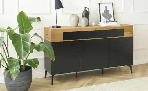 Sideboard Enego | Schwarz, Wildeiche | Möbel Höffner