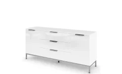 Sideboard Frome | Weiß, Front: Glas, Oberboden: Dekor