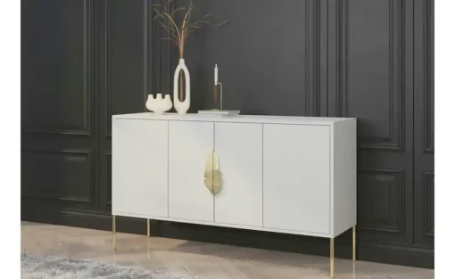 Sideboard Merlin | Weiß, Goldfarben | Möbel Höffner