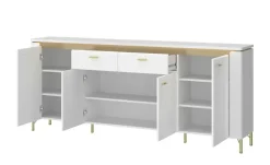Sideboard mit Softclose Losini | Weiß, Goldfarben