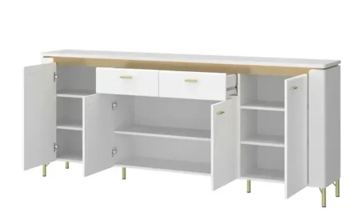 Sideboard mit Softclose Losini | Weiß, Goldfarben