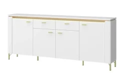 Sideboard mit Softclose Losini | Weiß, Goldfarben