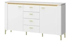 Sideboard mit Softclose Losini | Weiß, Goldfarben