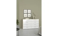 Sideboard Pedara | Weiß, hochglanz, Eiche sägerau (Nachbildung)