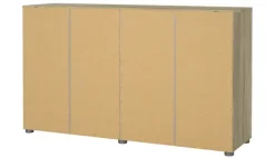 Sideboard Pedara | Weiß, hochglanz, Eiche sägerau (Nachbildung)