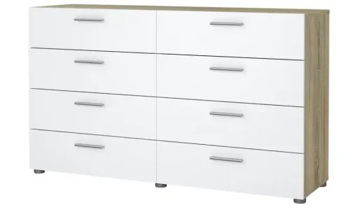 Sideboard Pedara | Weiß, hochglanz, Eiche sägerau (Nachbildung)