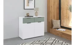 Sideboard Skyla | Weiß, Salbeigrün, Weiß, Salbeigrün