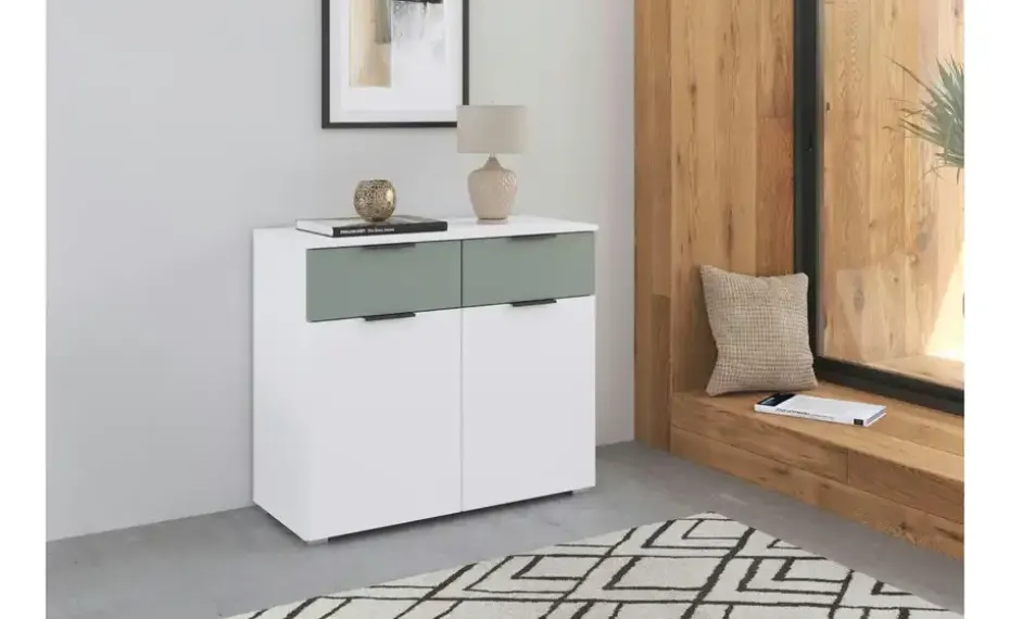 Sideboard Skyla | Weiß, Salbeigrün, Weiß, Salbeigrün