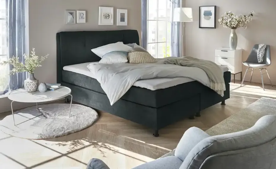 SKAGEN BEDS Boxspringbett Vegg Towel | Anthrazit, 140 cm