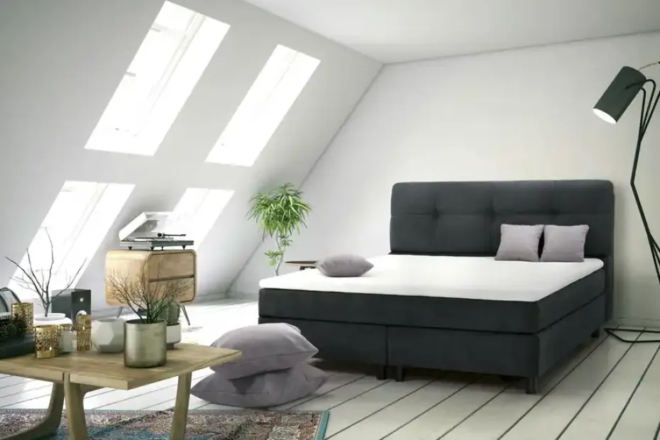 SKAGEN BEDS Boxspringbett Vegg Towel | Anthrazit, 140 cm