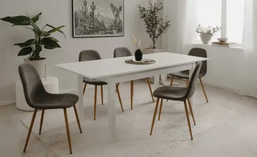 smart Ausziehbarer Esstisch in verschiedenen Größen Ben | 140x80 cm, Weiß