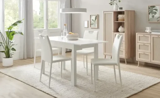 smart Ausziehbarer Esstisch in verschiedenen Größen Ben | 120x70 cm, Weiß