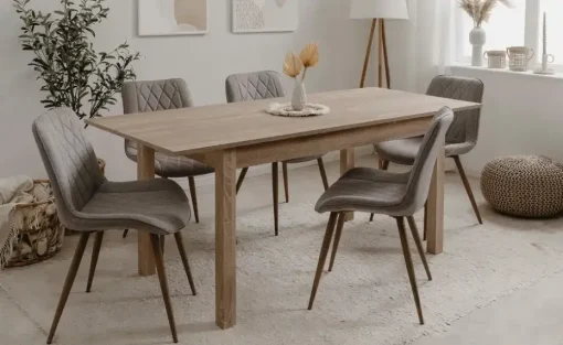 smart Ausziehbarer Esstisch in verschiedenen Größen Ben | 120x70 cm, Eiche sägerau (Nachbildung)