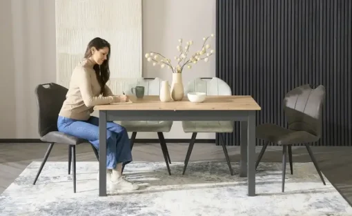 smart Ausziehbarer Esstisch in verschiedenen Größen Ben | 140x80 cm, Asteiche (Nachbildung)