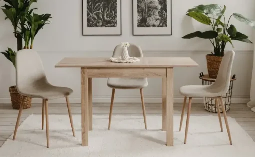 smart Ausziehbarer Esstisch in verschiedenen Größen Ben | 90x60 cm, Eiche sägerau (Nachbildung)