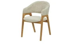 smart Bouclé-Armlehnstuhl aus Eiche Massivholzgestell Erik | Beige