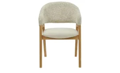 smart Bouclé-Armlehnstuhl aus Eiche Massivholzgestell Erik | Beige