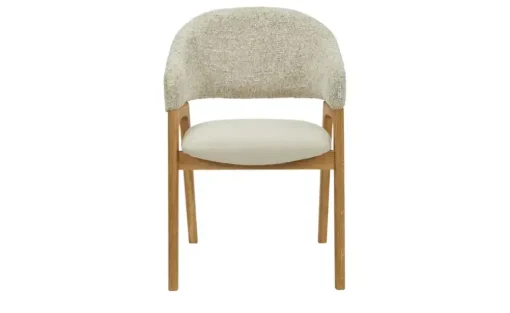 smart Bouclé-Armlehnstuhl aus Eiche Massivholzgestell Erik | Beige