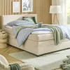 smart Boxbett mit Topper, Cordbezug, Beige Basic | Creme, 140 cm