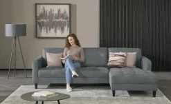smart Ecksofa Geradine | Anthrazit, Mikrofaser