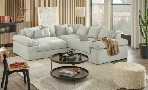 smart Ecksofa Lionore | Steingrau, Cordstoff | Höffner