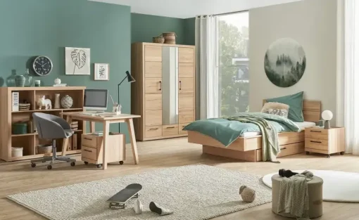 smart Funktionsbett Oslo | Buche, Kernbuche (Nachbildung), 90x200 cm