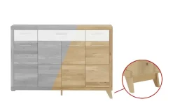 smart Highboard Oslo  | Wildeiche, Wildeiche (Nachbildung), Weiß