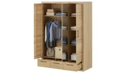 smart Kleiderschrank Oslo | Kernbuche, Kernbuche (Nachbildung), Schwarz