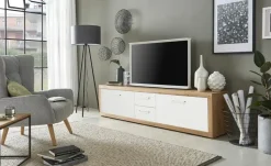 smart Lowboard Oslo | Wildeiche, Wildeiche (Nachbildung), Weiß