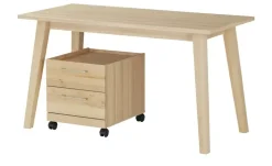 smart Rollcontainer Oslo  | Kernbuche (Nachbildung), silberfarben