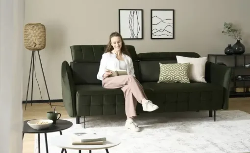 smart Schlafsofa Momoka | Dunkelgrün, Samt | Höffner